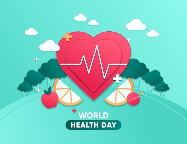 World health day illustration in paper style