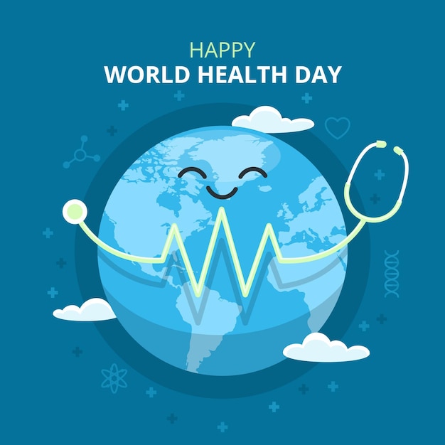 Free Vector world health day illustration with planet and stethoscope