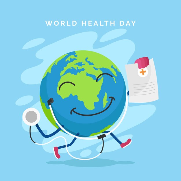 World health day with planet earth and stethoscope