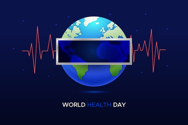 World health day with planet and soundwaves