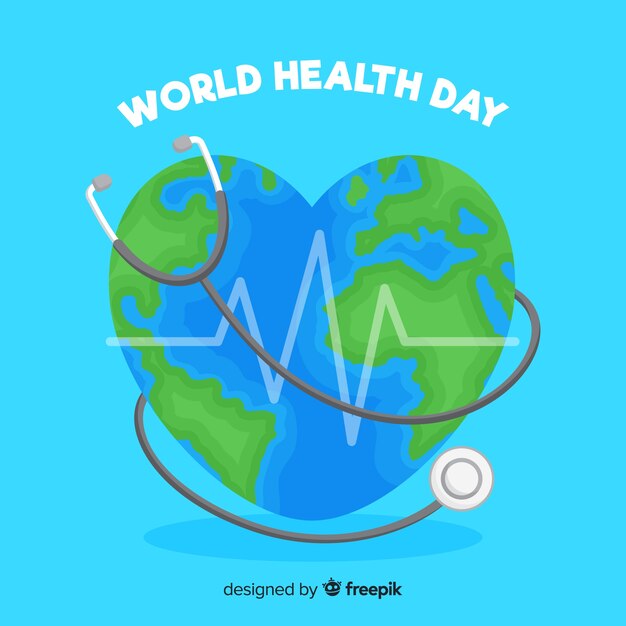 World health day with world heart-shaped illustration