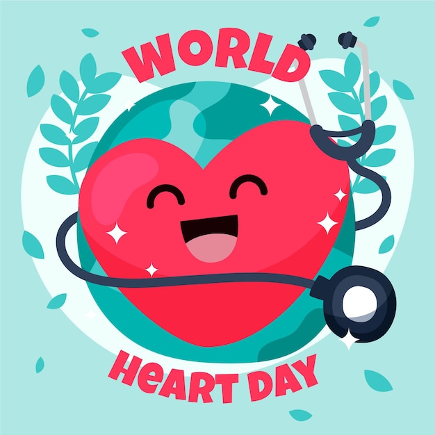 World heart day hand-drawn design