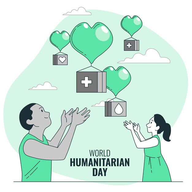 World humanitarian day concept illustration