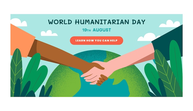 Free Vector world humanitarian day hand drawn flat banner