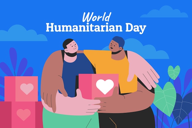 World humanitarian day hand drawn flat illustration