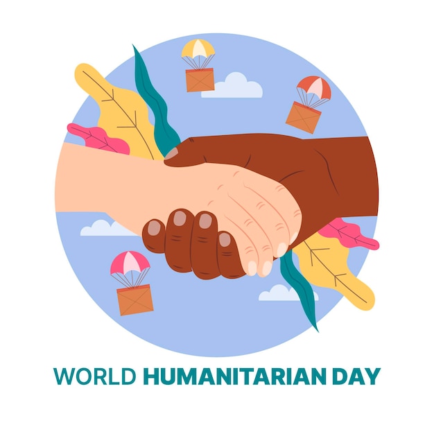 World humanitarian day with holding hands