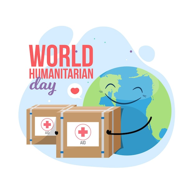 World humanitarian day with planet and packages