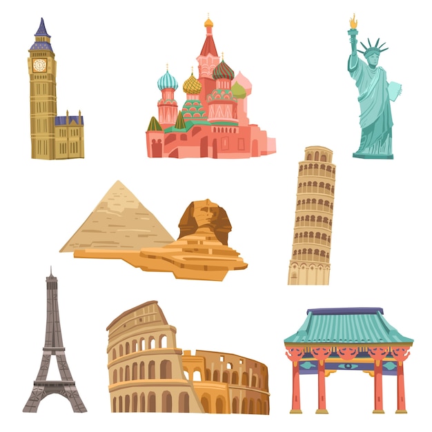 Free vector world landmarks set