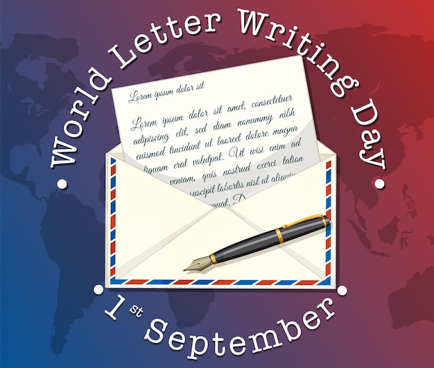 Free Vector world letter writing day poster design