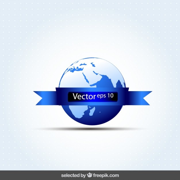 Free Vector world map with blue ribbon