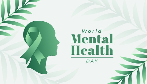 Free Vector world mental health day awareness poster with human brain vector