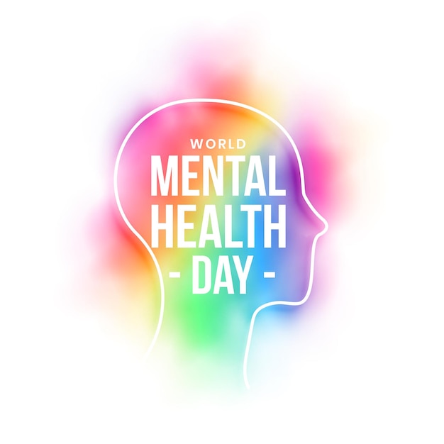 Free Vector world mental health day awareness poster with line art human head vector