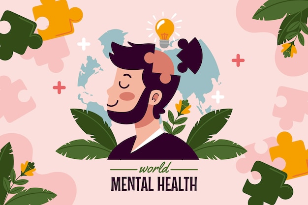 World mental health day flat design background