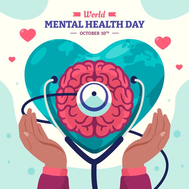 World mental health day flat design illustration