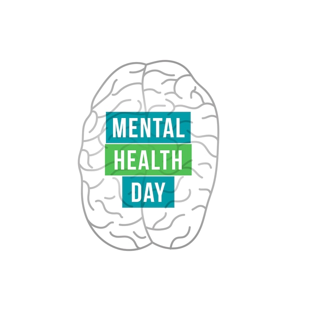 Free Vector world mental health day psychology poster with line art human brain vector