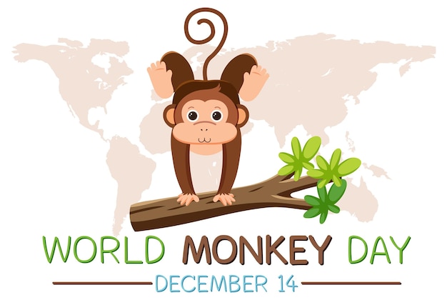 Free Vector world monkey day poster design