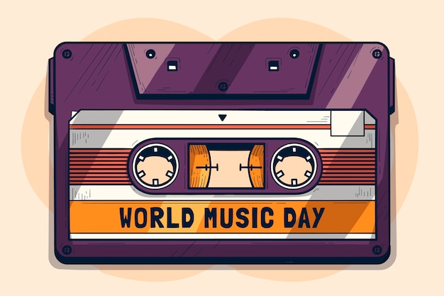 World music day hand drawn background