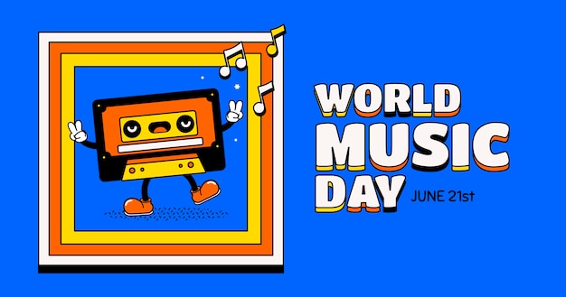 World music day hand drawn flat background