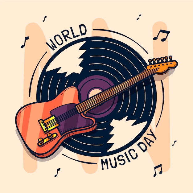 World music day hand drawn illustration