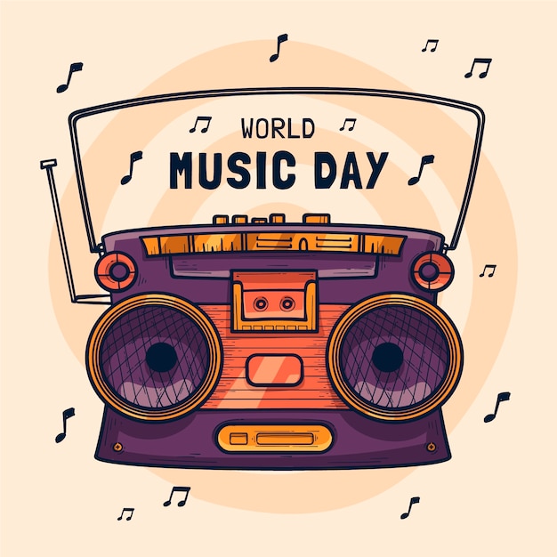 World music day hand drawn illustration