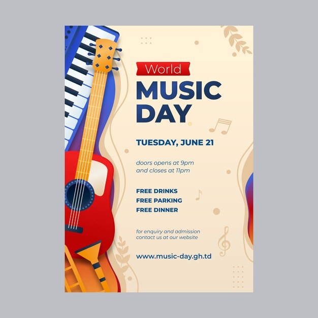 World music day with instruments poster