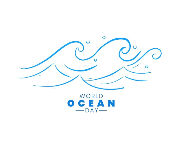 Free vector world ocean day hand drawn illustration with sea waves