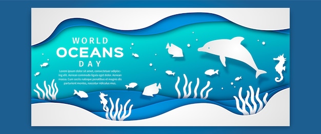 World oceans day banner in paper style