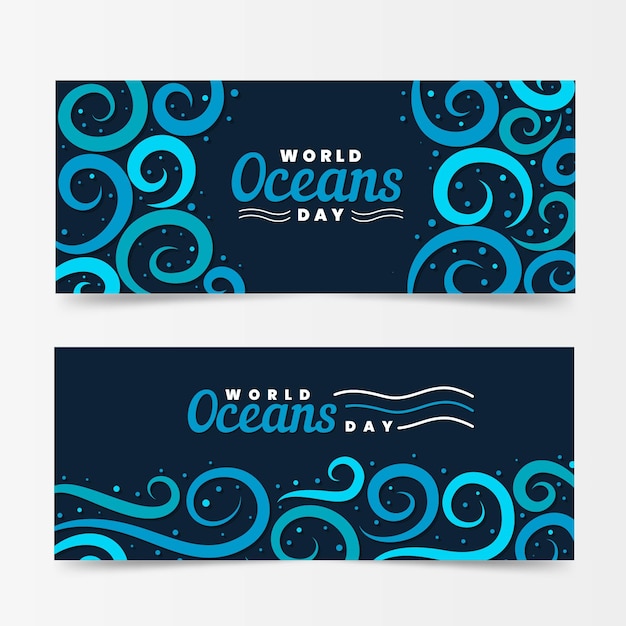 Free Vector world oceans day banners