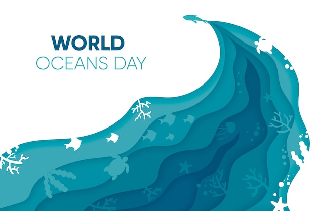 Free Vector world oceans day concept in paper style