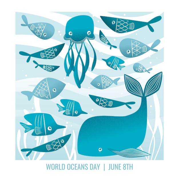 Free Vector world oceans day concept