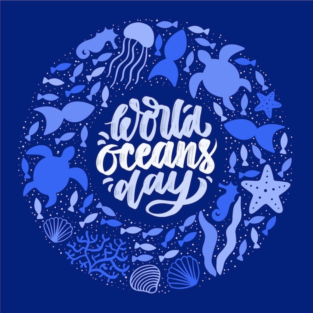 Free Vector world oceans day concept