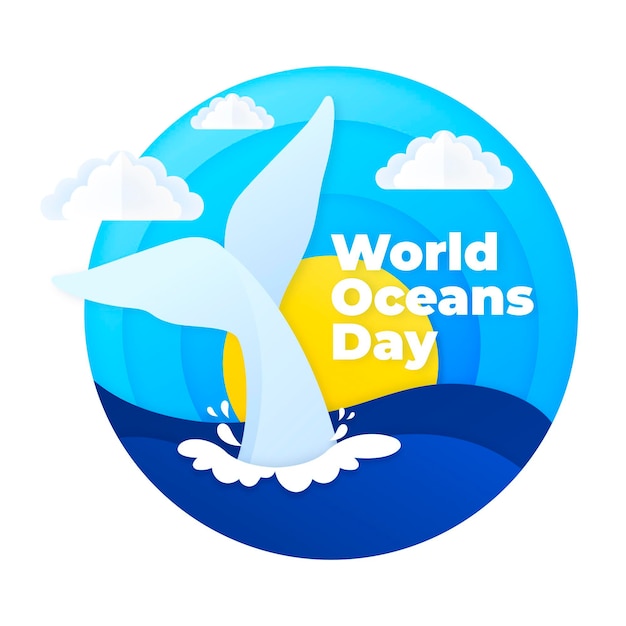 Free Vector world oceans day event in paper style