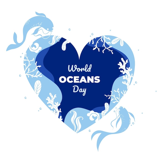 World oceans day event with lettering