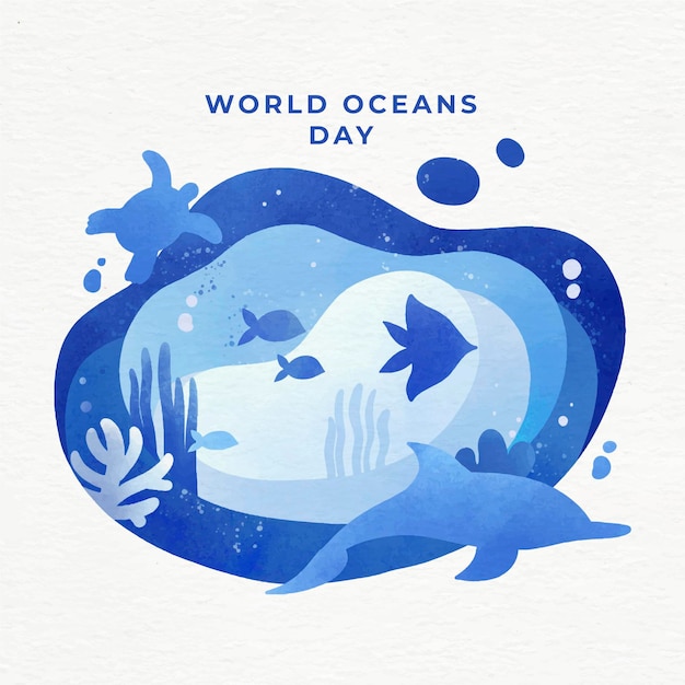 Free Vector world oceans day event