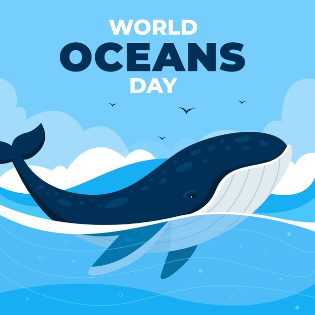 World oceans day in flat design