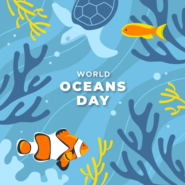 World oceans day flat design