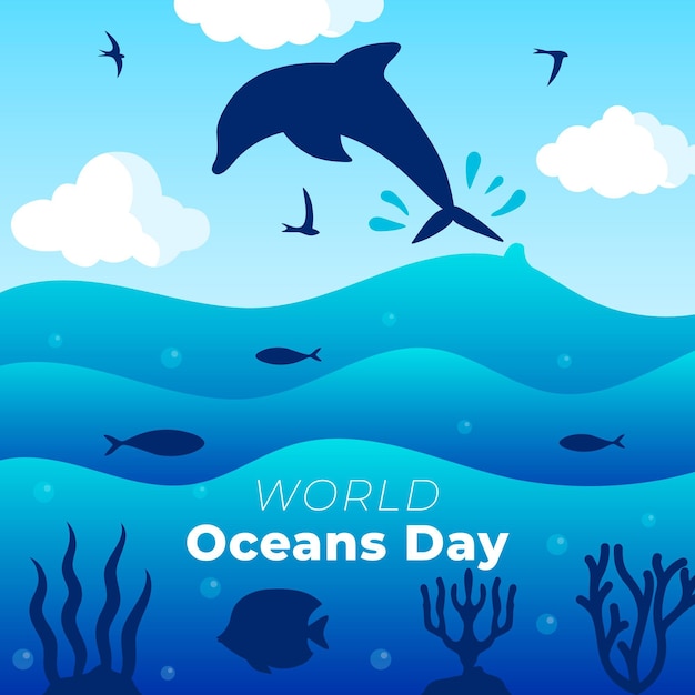 Free Vector world oceans day flat design