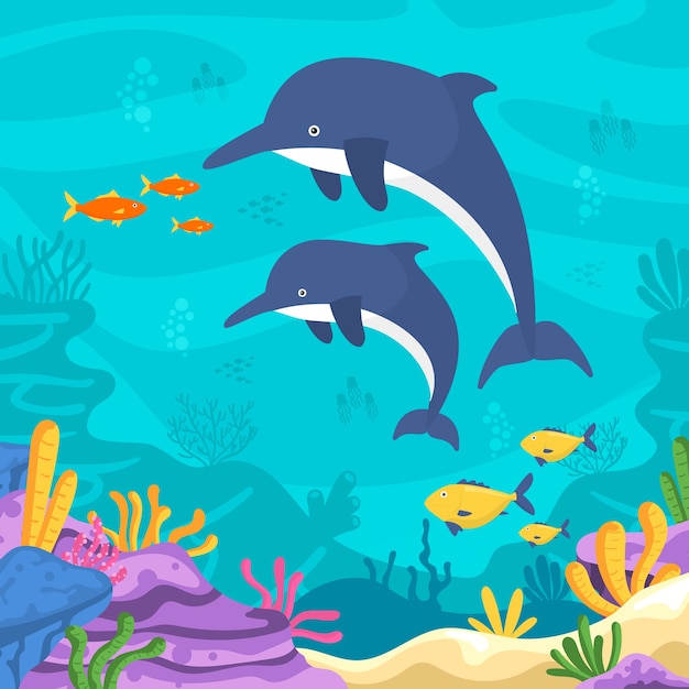 Free Vector world oceans day hand drawn flat