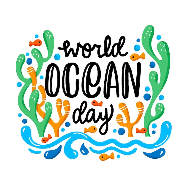 Free Vector world oceans day hand drawn style