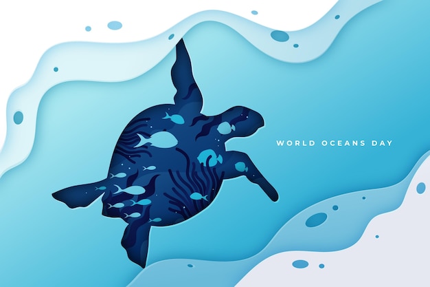 World oceans day illustration in paper style