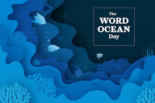 World oceans day illustration in paper style