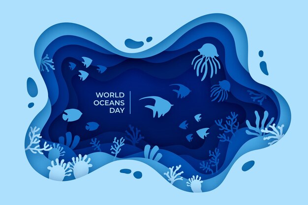 World oceans day illustration in paper style