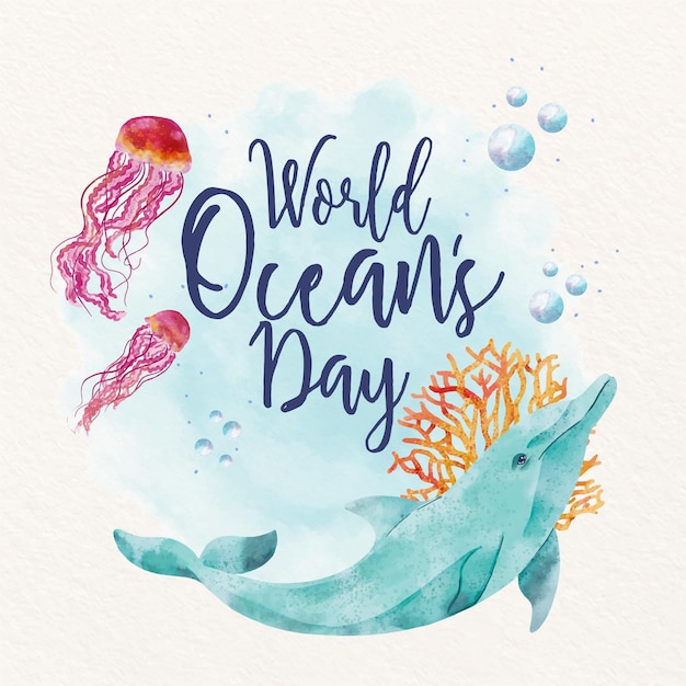 Free Vector world oceans day illustration