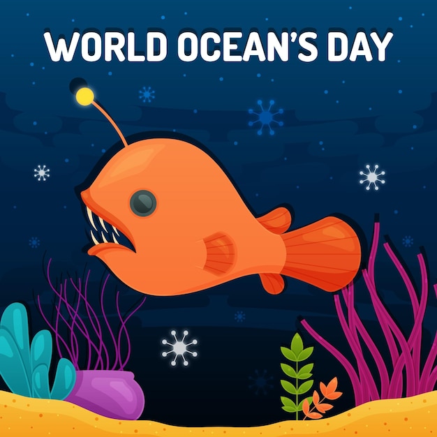 World oceans day with aquatic creature