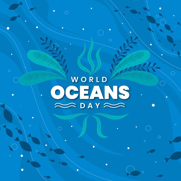 World oceans day with underwater vegetation