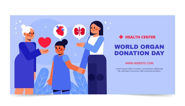 World organ donation day flat banner