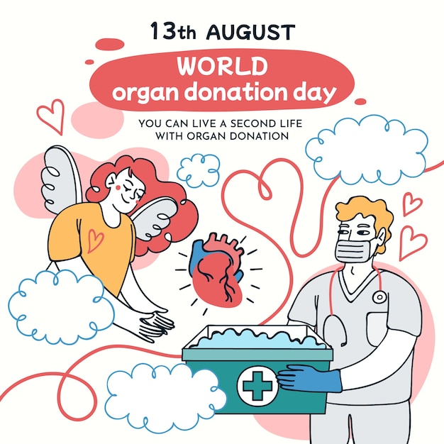 World organ donation day hand drawn illustration