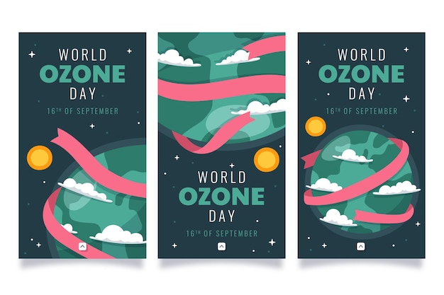 Free vector world ozone day instagram stories collection