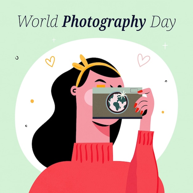 Free Vector world photography day hand drawn design