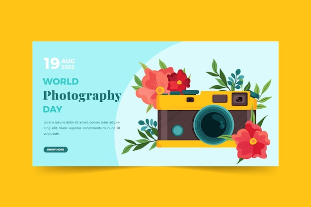 Free Vector world photography day hand drawn flat banner